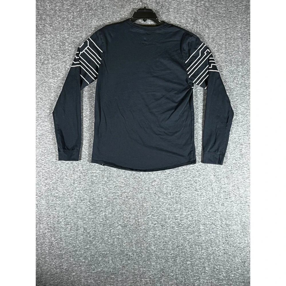 Jordan Mens Long Sleeve Striped Graphic T-Shirt Black White Size M